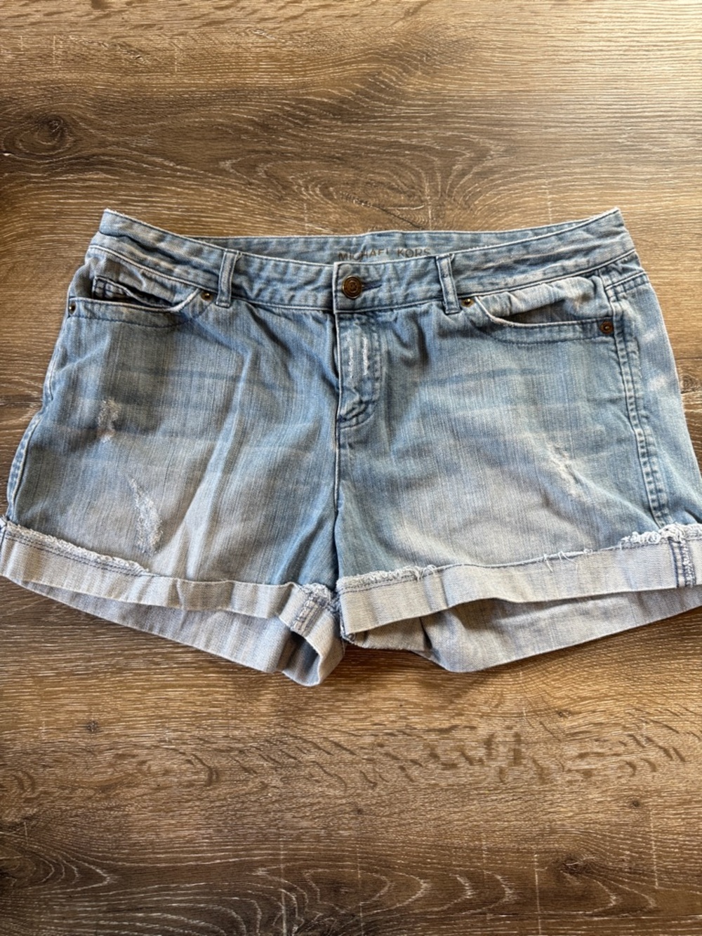 Michael Kors Light Wash Denim Women's Shorts - Casual Rolled Hem Size 10